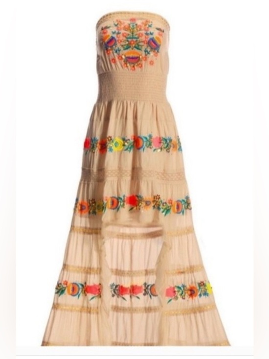 Boston Proper Dresses & Skirts - Boston Proper NEW Embroidered Beaded Floral Folk Art Strapless Maxi Dress Small